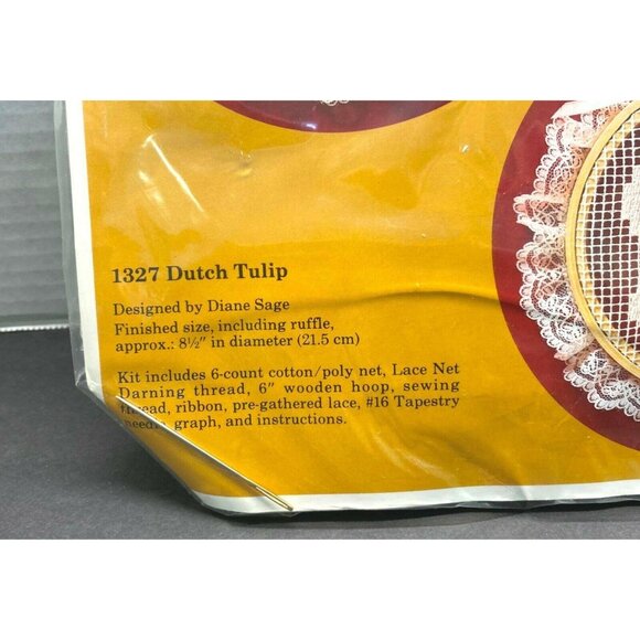 Vintage Creative Circle Lace Embroidery Kit 1327 Dutch Tulip NEW Diane Sage - Picture 5 of 7